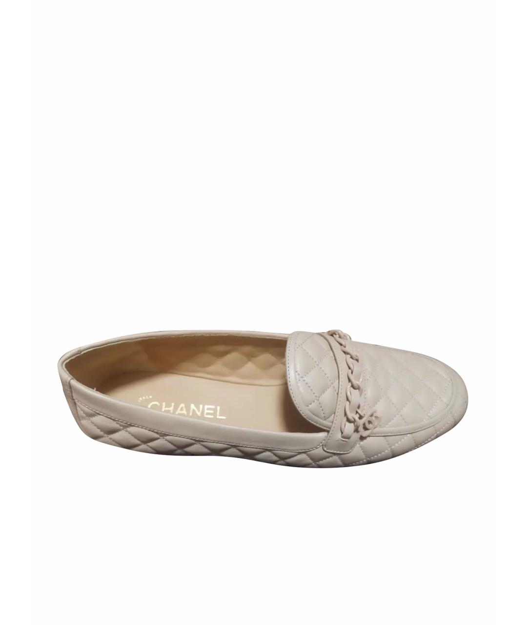 CHANEL Бежевые кожаные балетки, фото 1