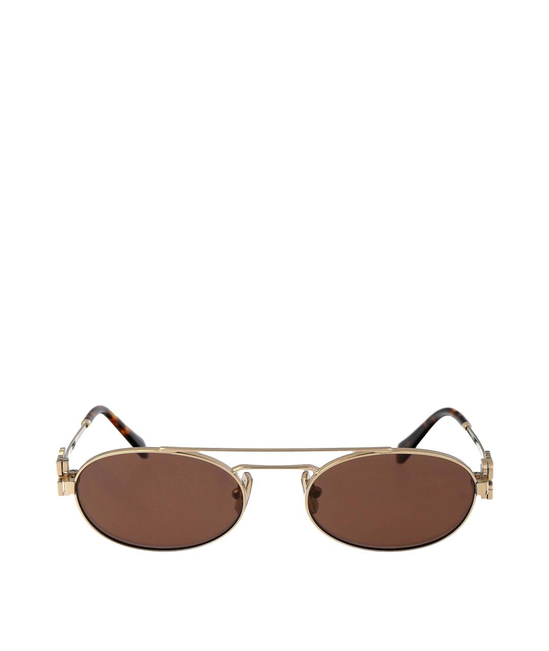 MIU MIU Золотые металлические солнцезащитные очки, фото 1