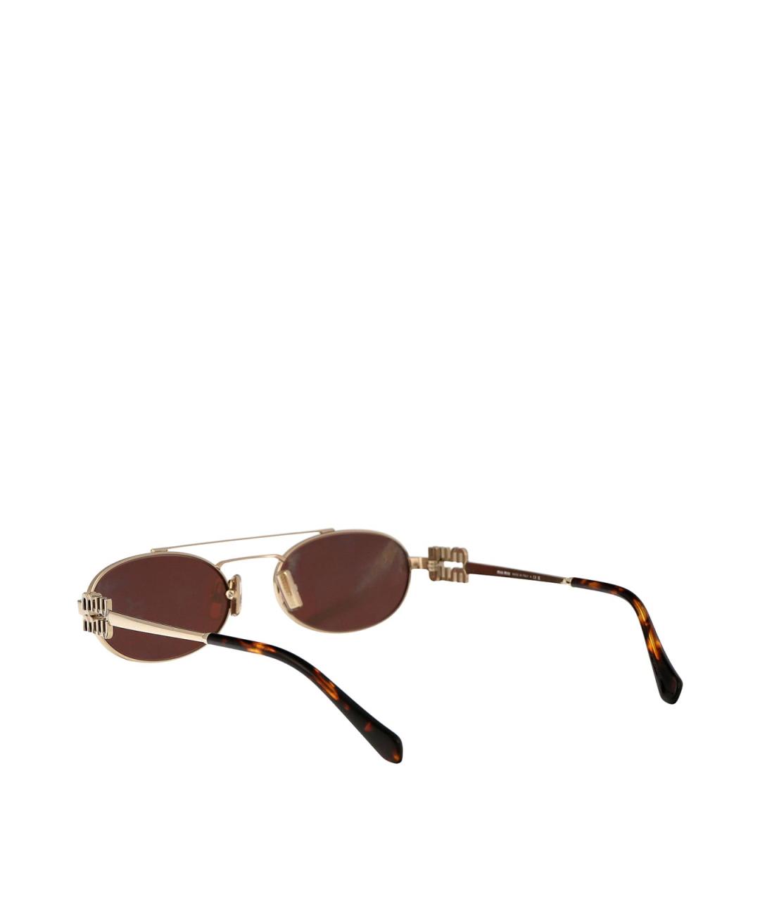 MIU MIU Золотые металлические солнцезащитные очки, фото 4