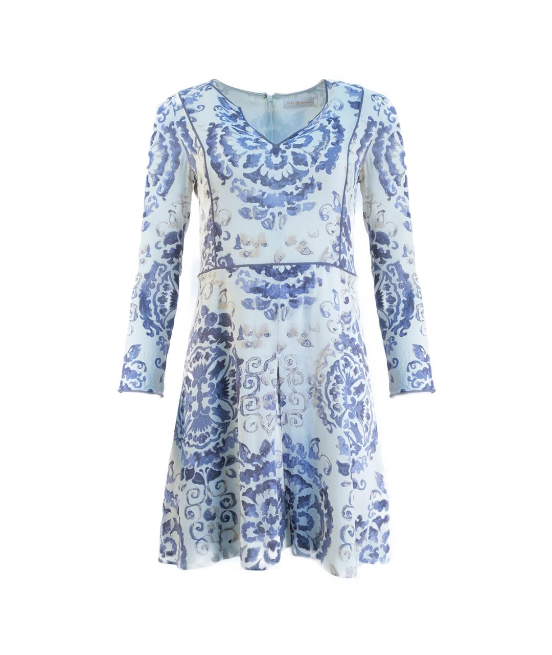 TORY BURCH Синее шелковое повседневное платье, фото 1