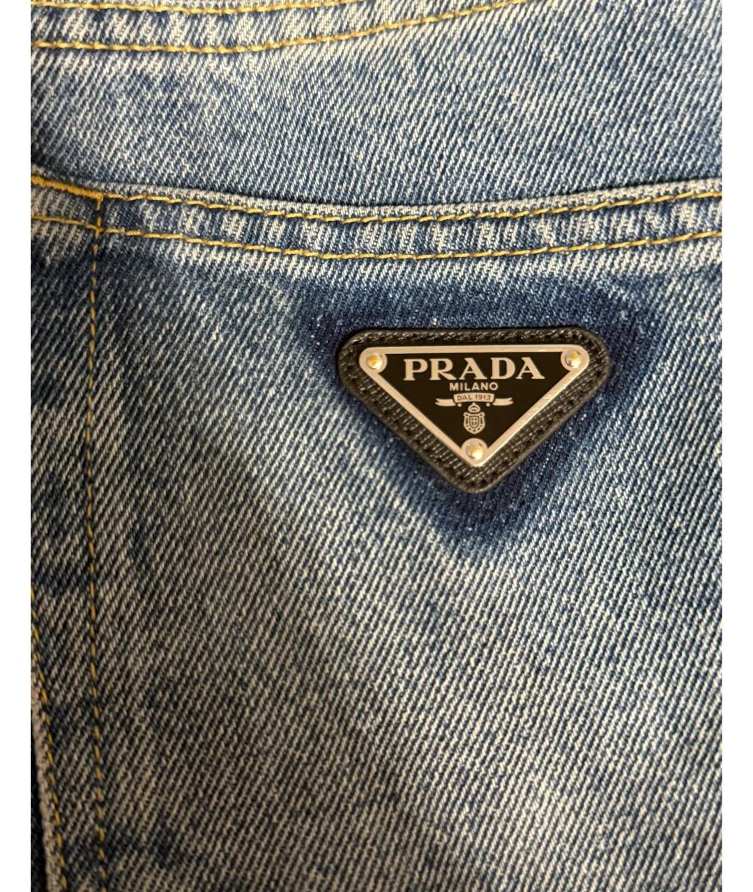 PRADA Синие хлопковые прямые джинсы, фото 3