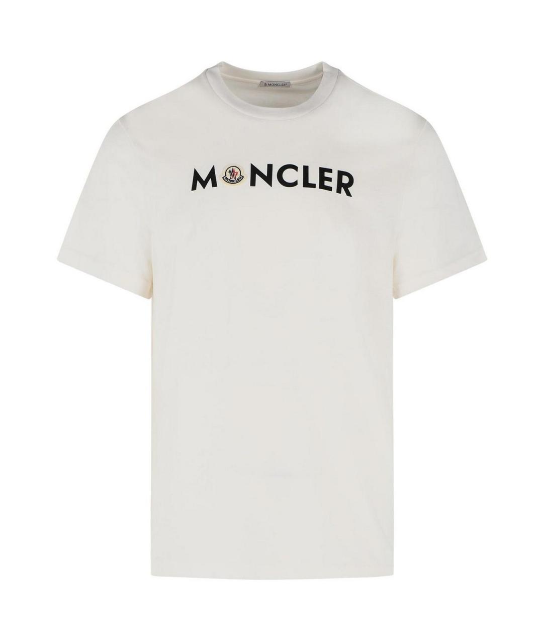 MONCLER Белая хлопковая футболка, фото 1
