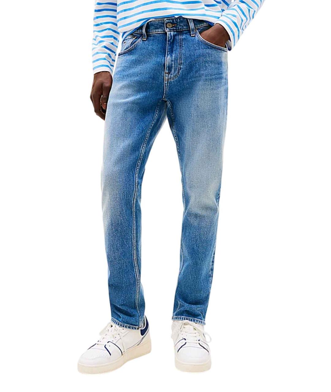 TOMMY HILFIGER Синие хлопковые прямые джинсы, фото 4