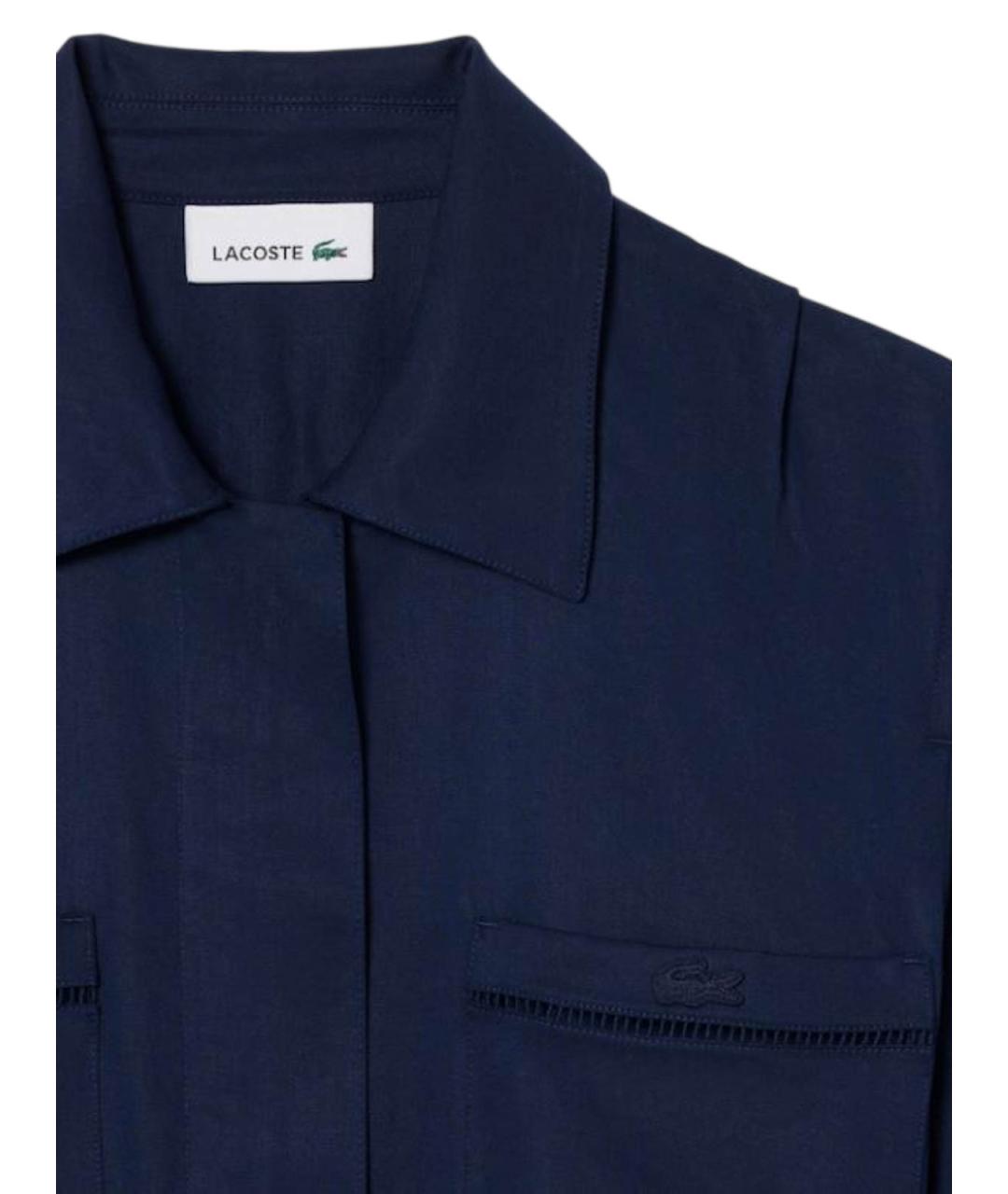 LACOSTE Синее льняное повседневное платье, фото 3