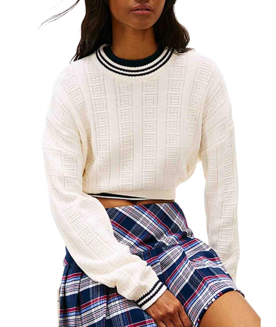 TOMMY HILFIGER Белый хлопковый джемпер / свитер, фото 3