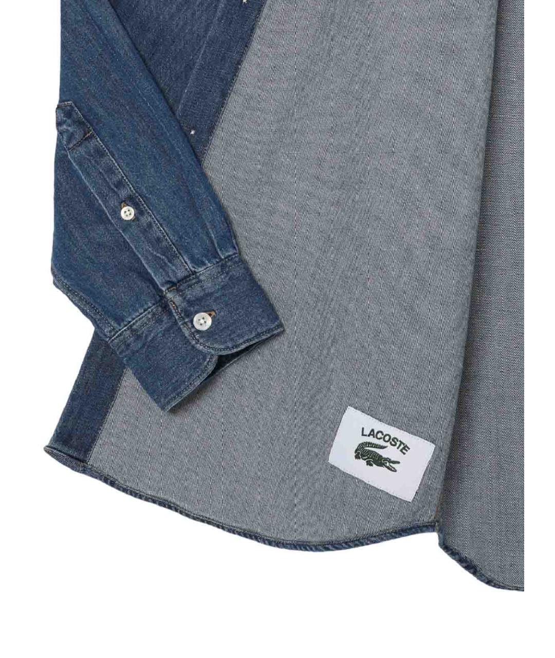 LACOSTE Синяя хлопковая кэжуал рубашка, фото 4