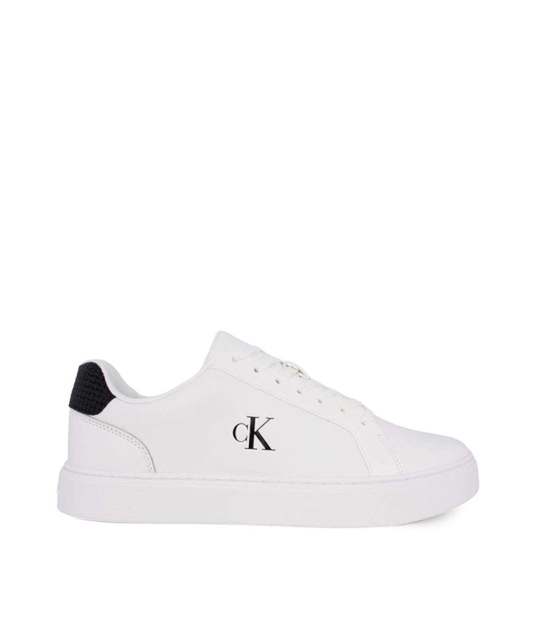 CALVIN KLEIN Белые кожаные низкие кроссовки / кеды, фото 1
