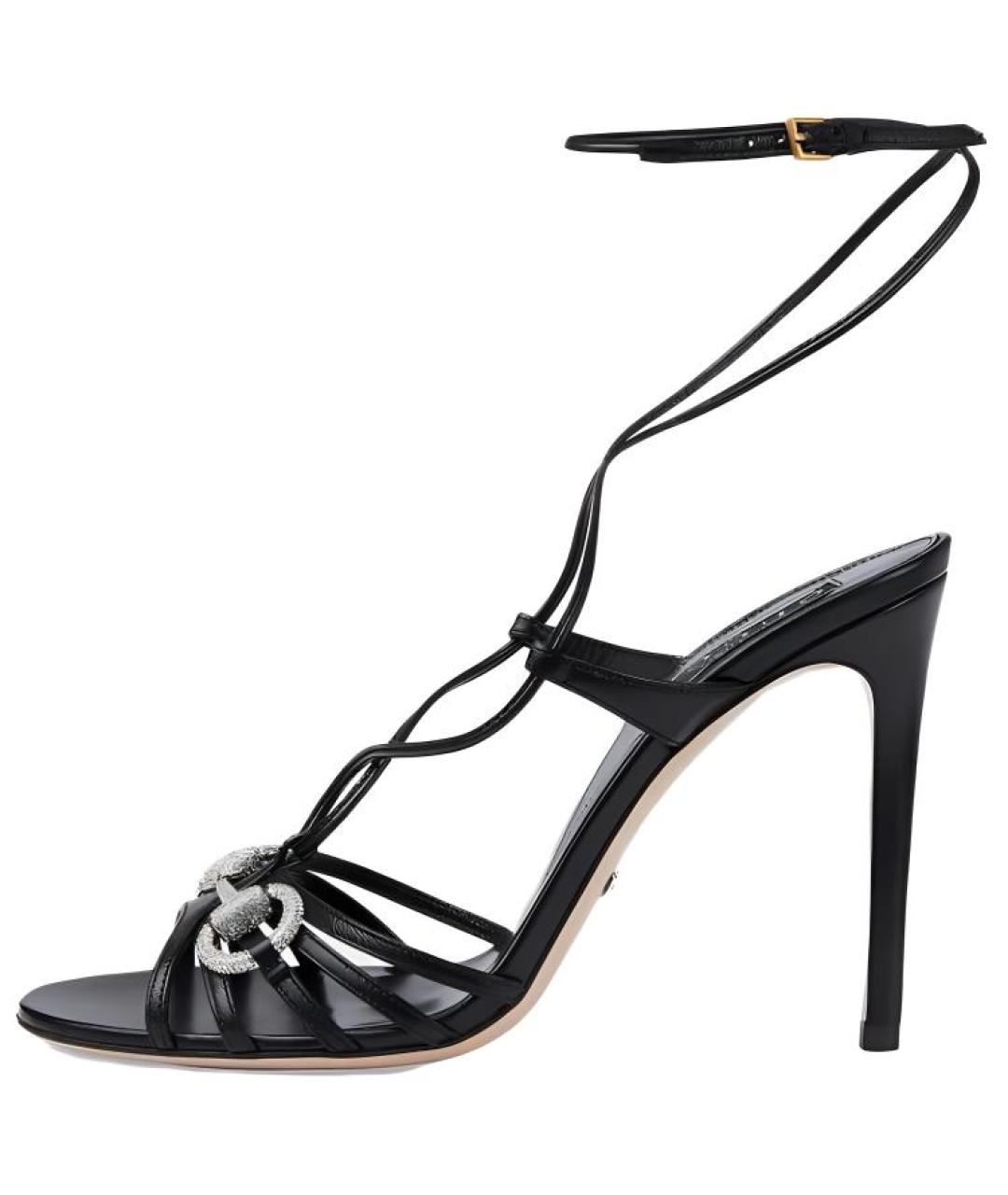 GUCCI Черные кожаные босоножки, фото 2