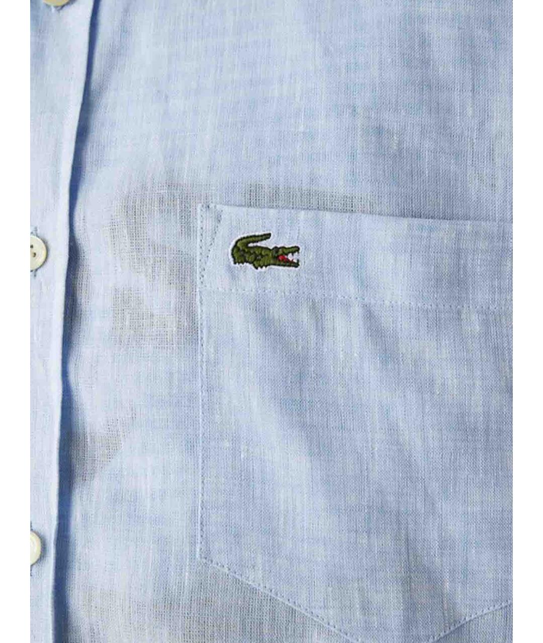 LACOSTE Голубая льняная классическая рубашка, фото 2