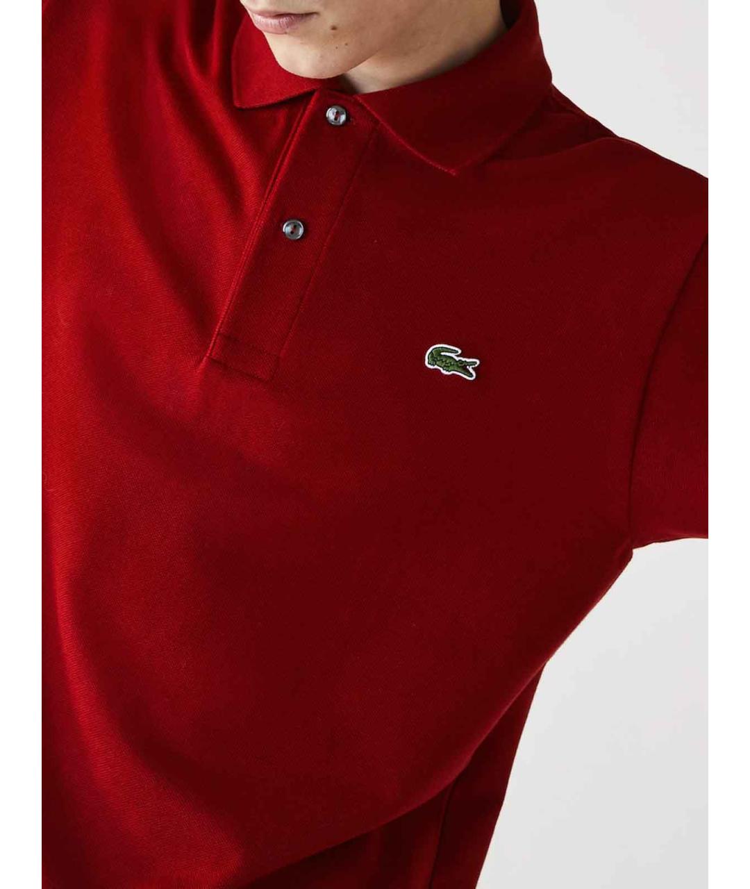 LACOSTE Красное хлопковое поло с коротким рукавом, фото 2