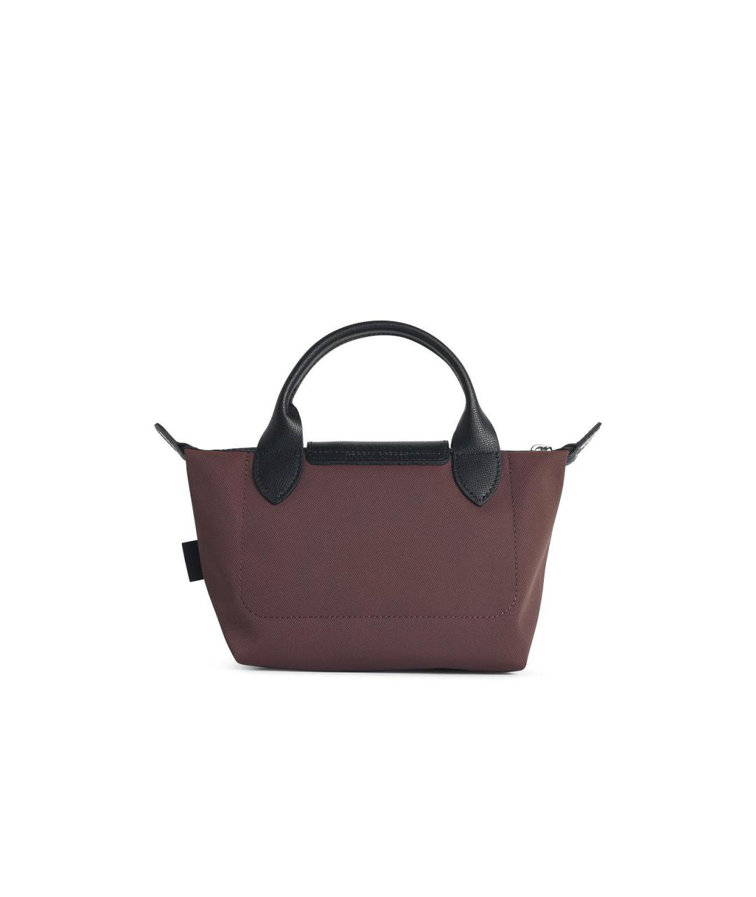 LONGCHAMP Коричневая тканевая сумка с короткими ручками, фото 3