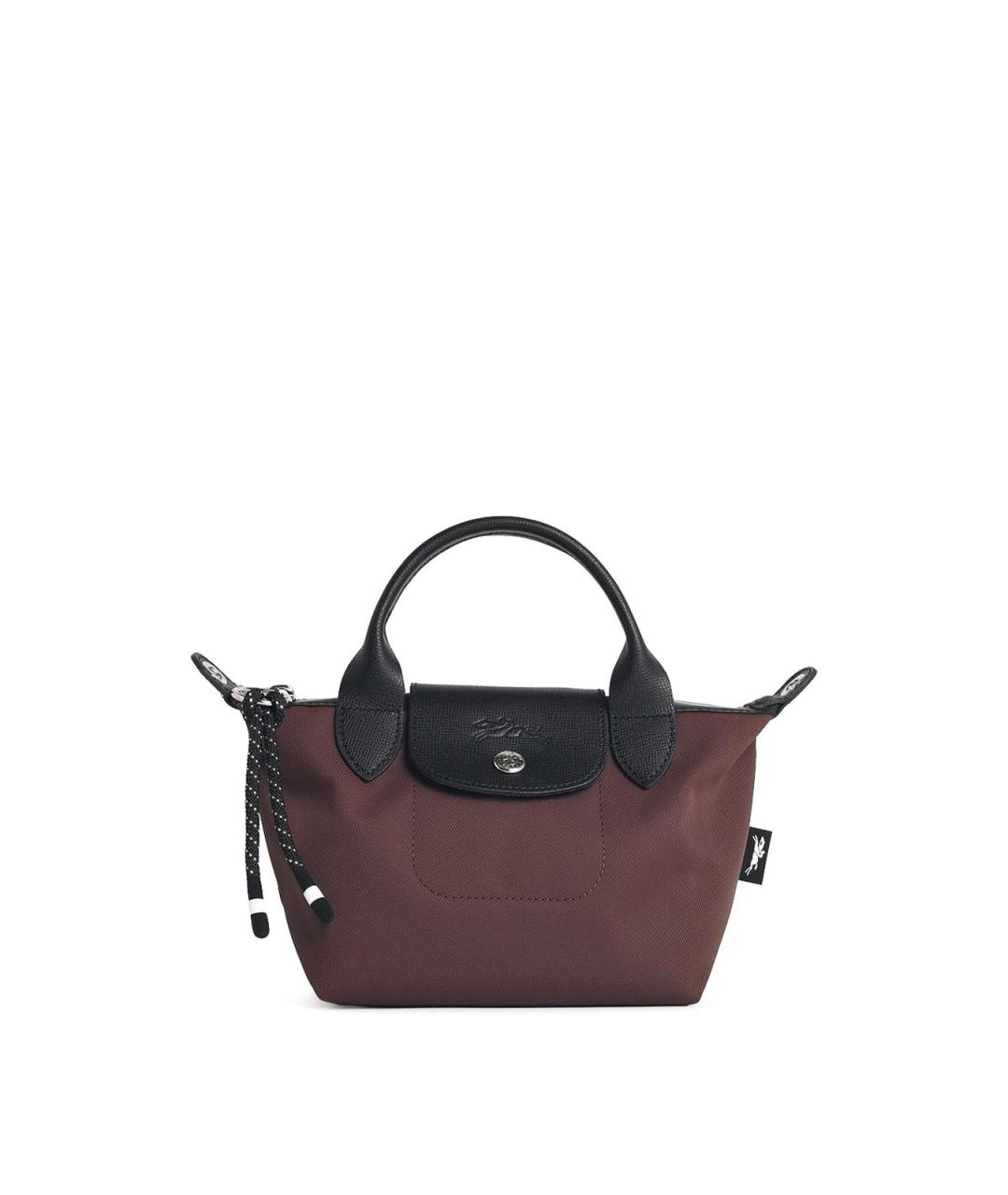 LONGCHAMP Коричневая тканевая сумка с короткими ручками, фото 1