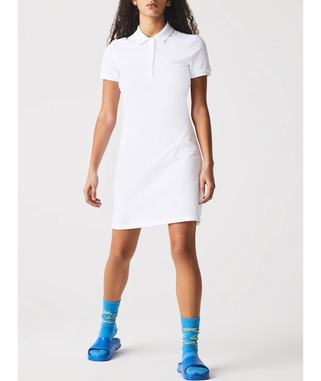 LACOSTE Белое хлопковое повседневное платье, фото 2