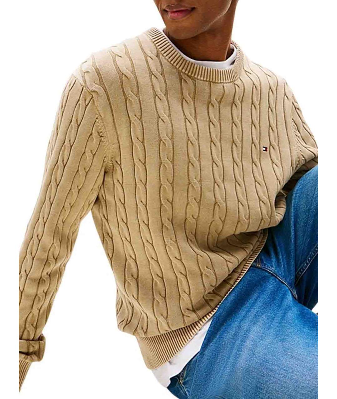 TOMMY HILFIGER Бежевый хлопковый джемпер / свитер, фото 5