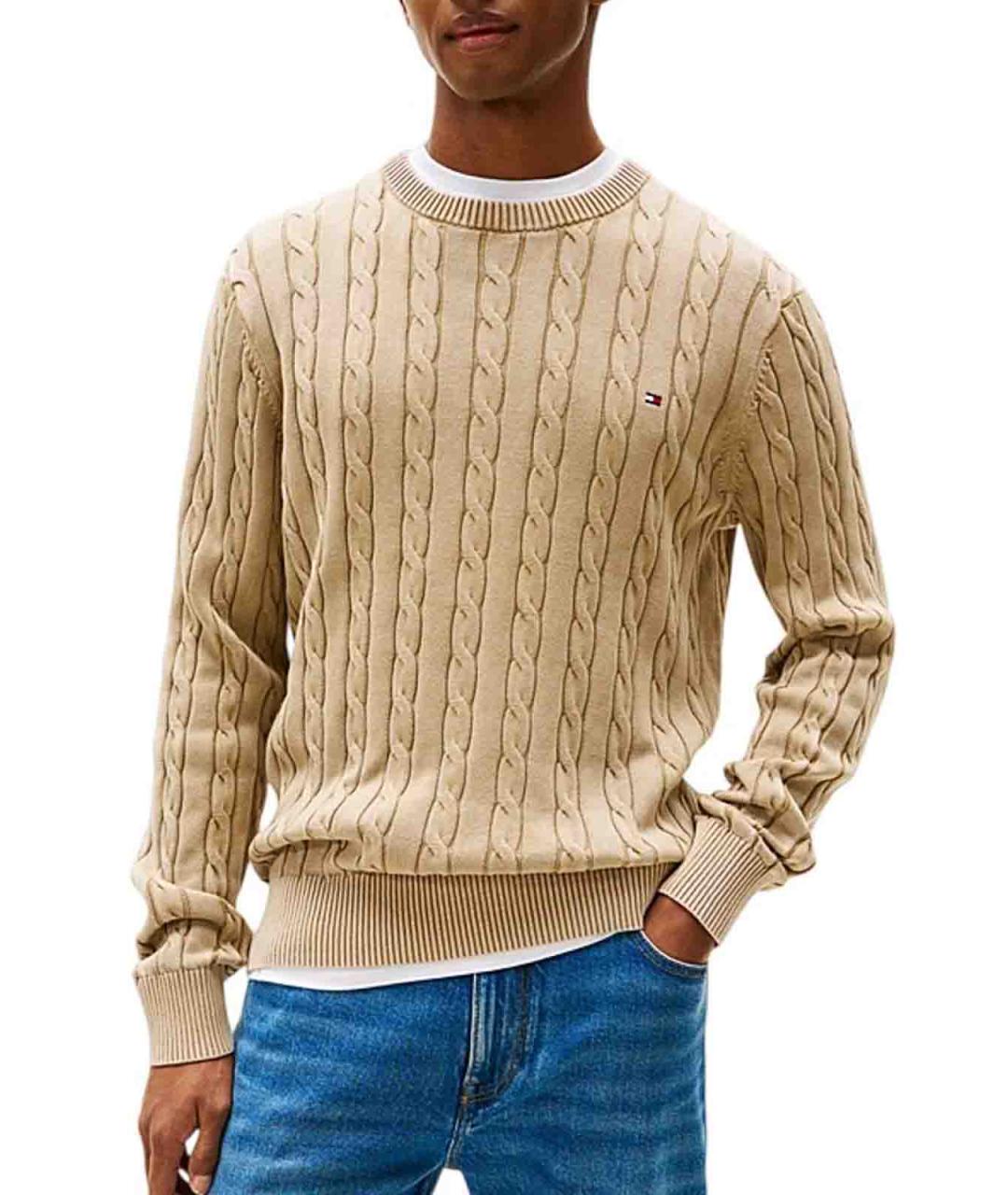 TOMMY HILFIGER Бежевый хлопковый джемпер / свитер, фото 4