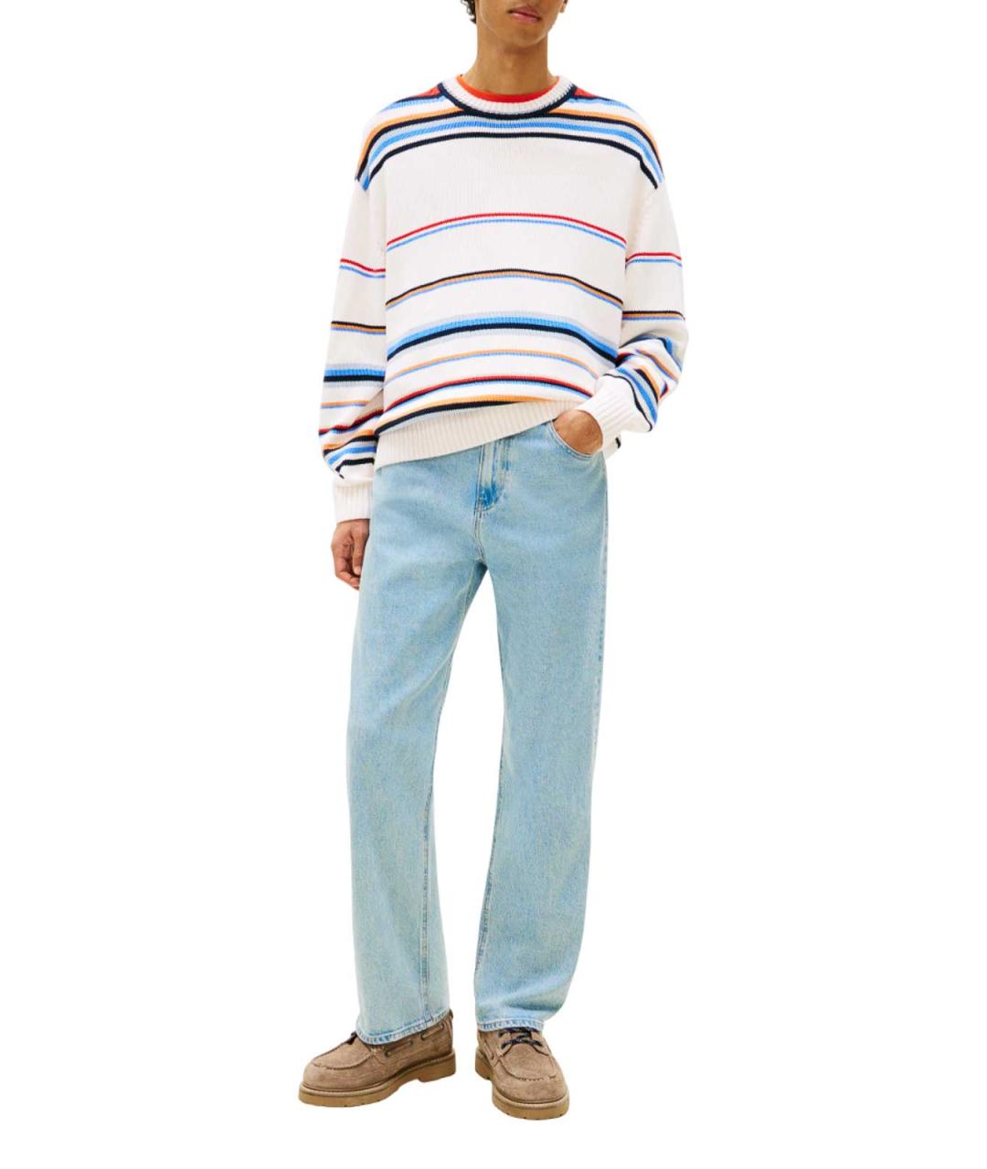 TOMMY HILFIGER Голубые хлопковые прямые джинсы, фото 4