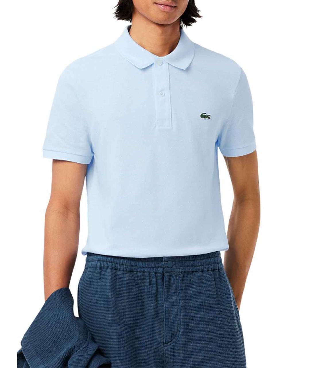 LACOSTE Голубое хлопковое поло с коротким рукавом, фото 4