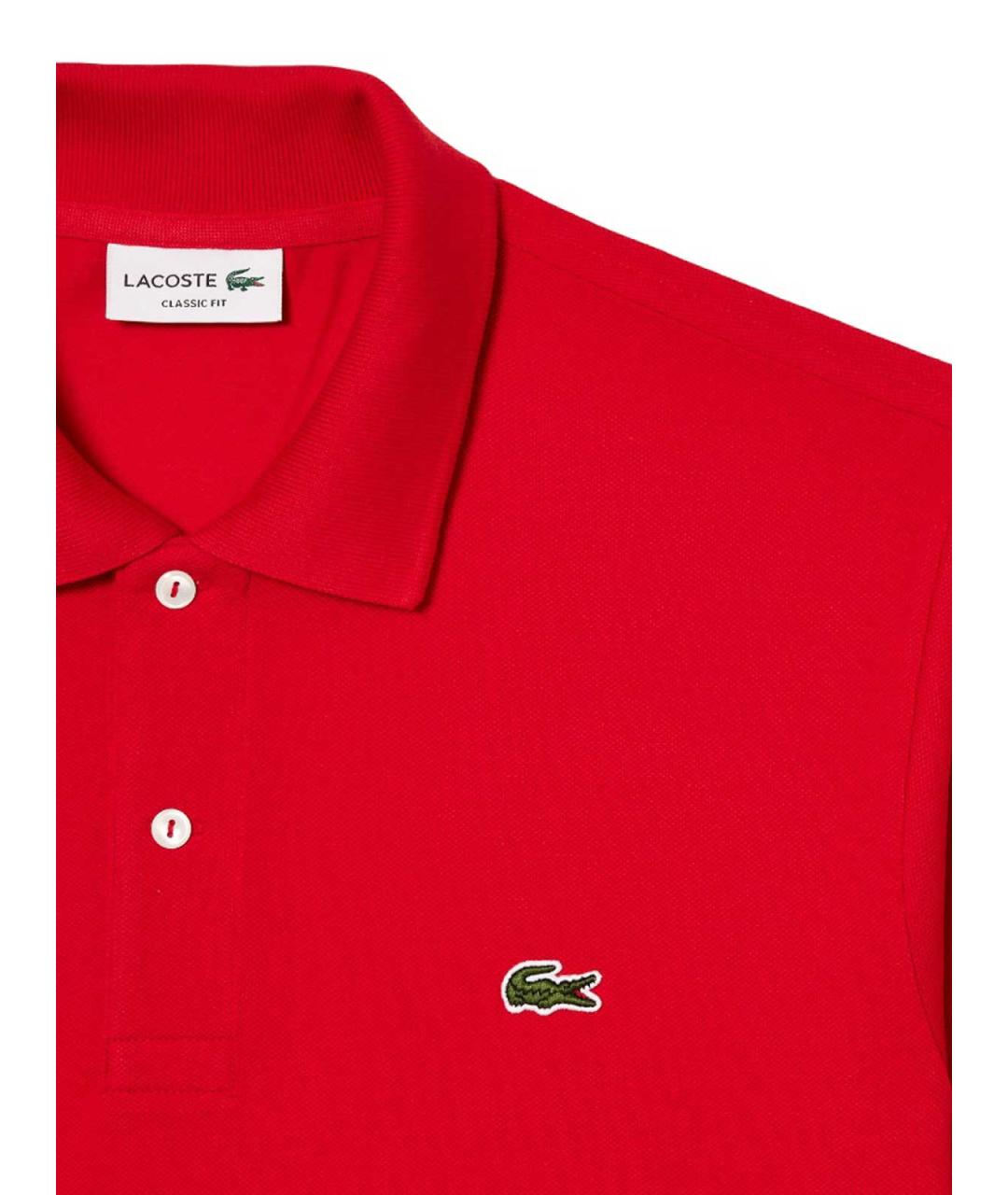 LACOSTE Красное хлопковое поло с длинным рукавом, фото 2