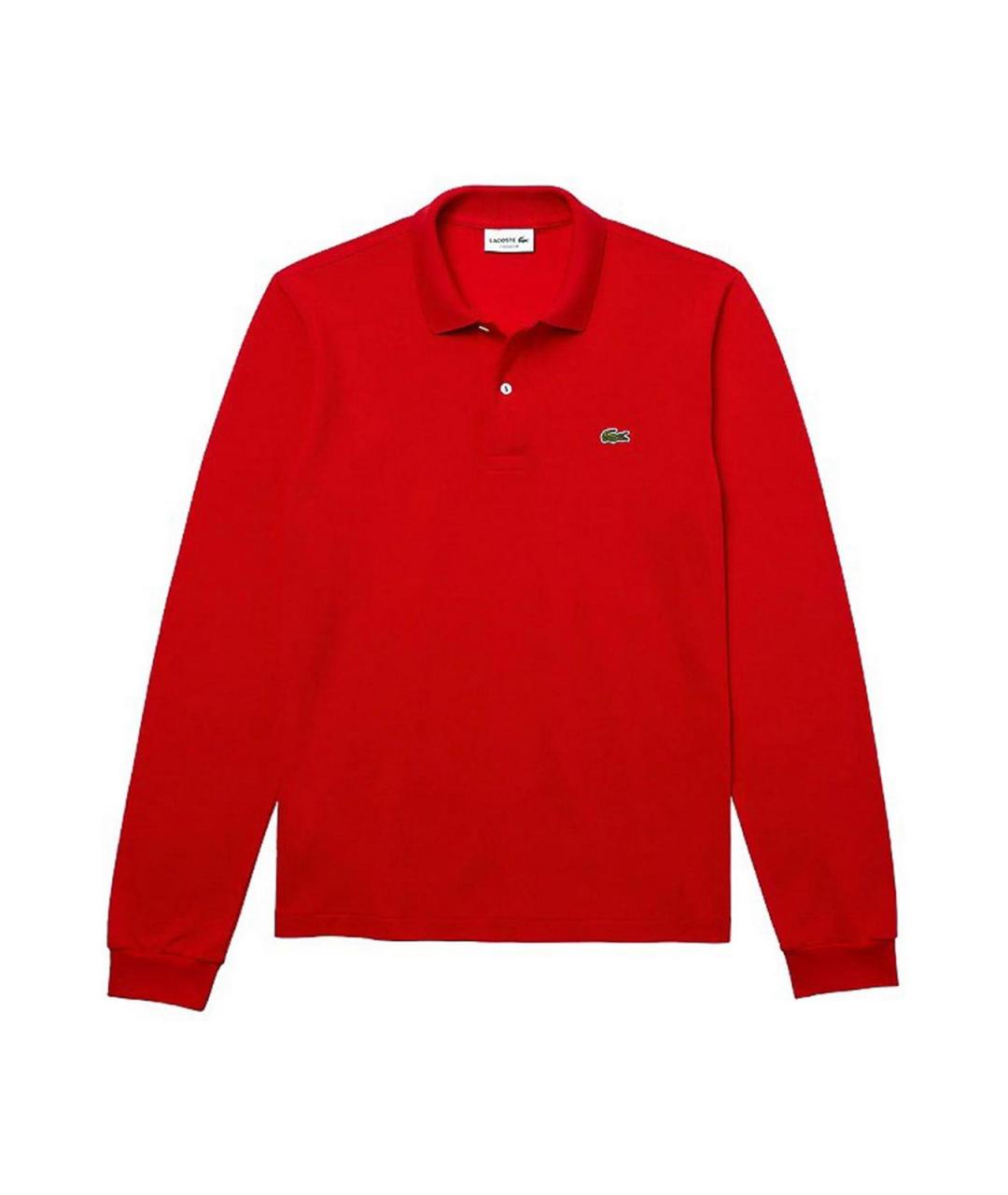 LACOSTE Красное хлопковое поло с длинным рукавом, фото 1