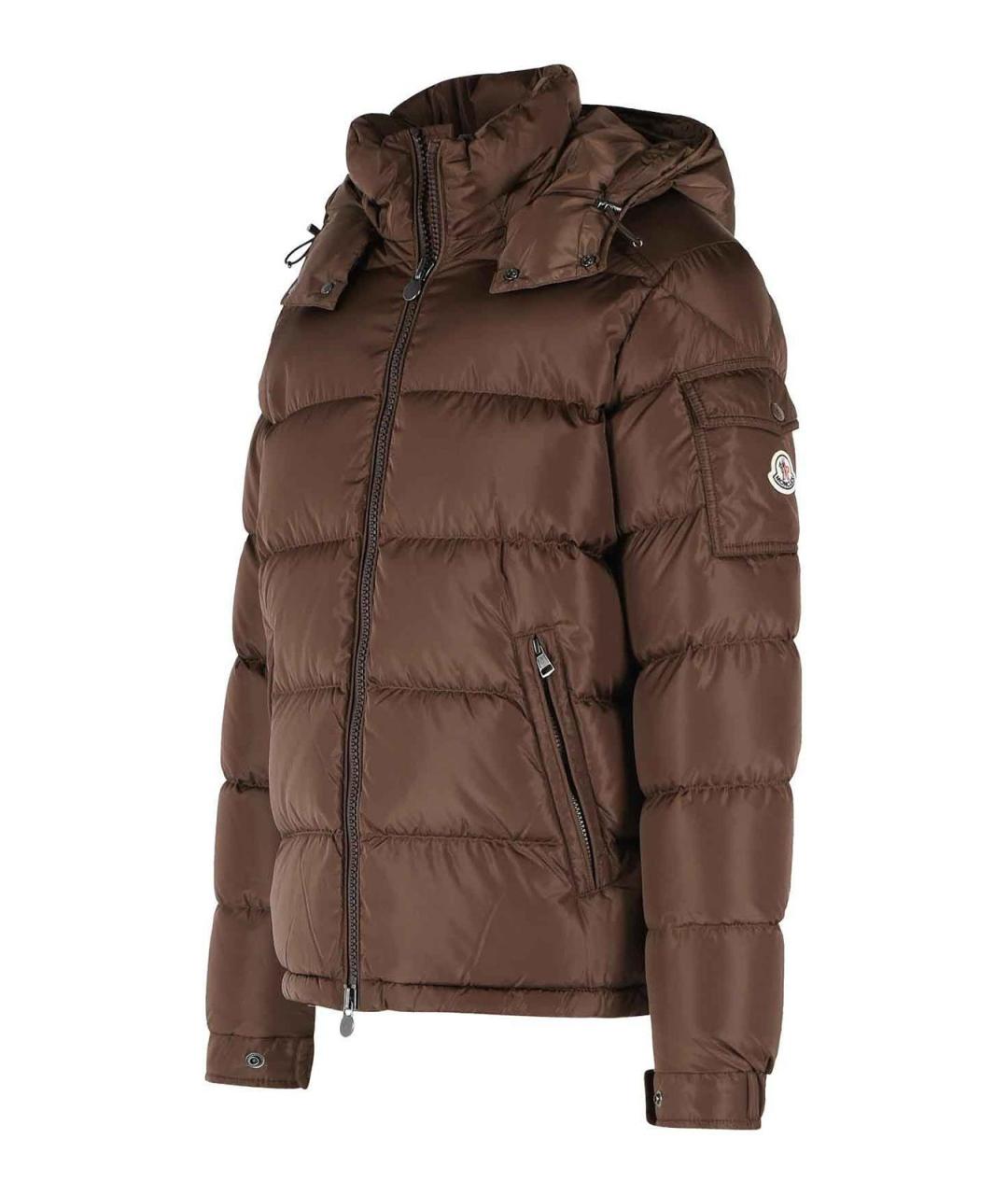 MONCLER Коричневый полиамидовый пуховик, фото 3