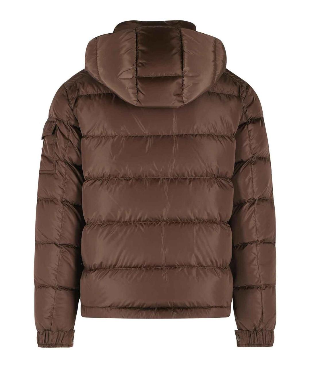 MONCLER Коричневый полиамидовый пуховик, фото 2