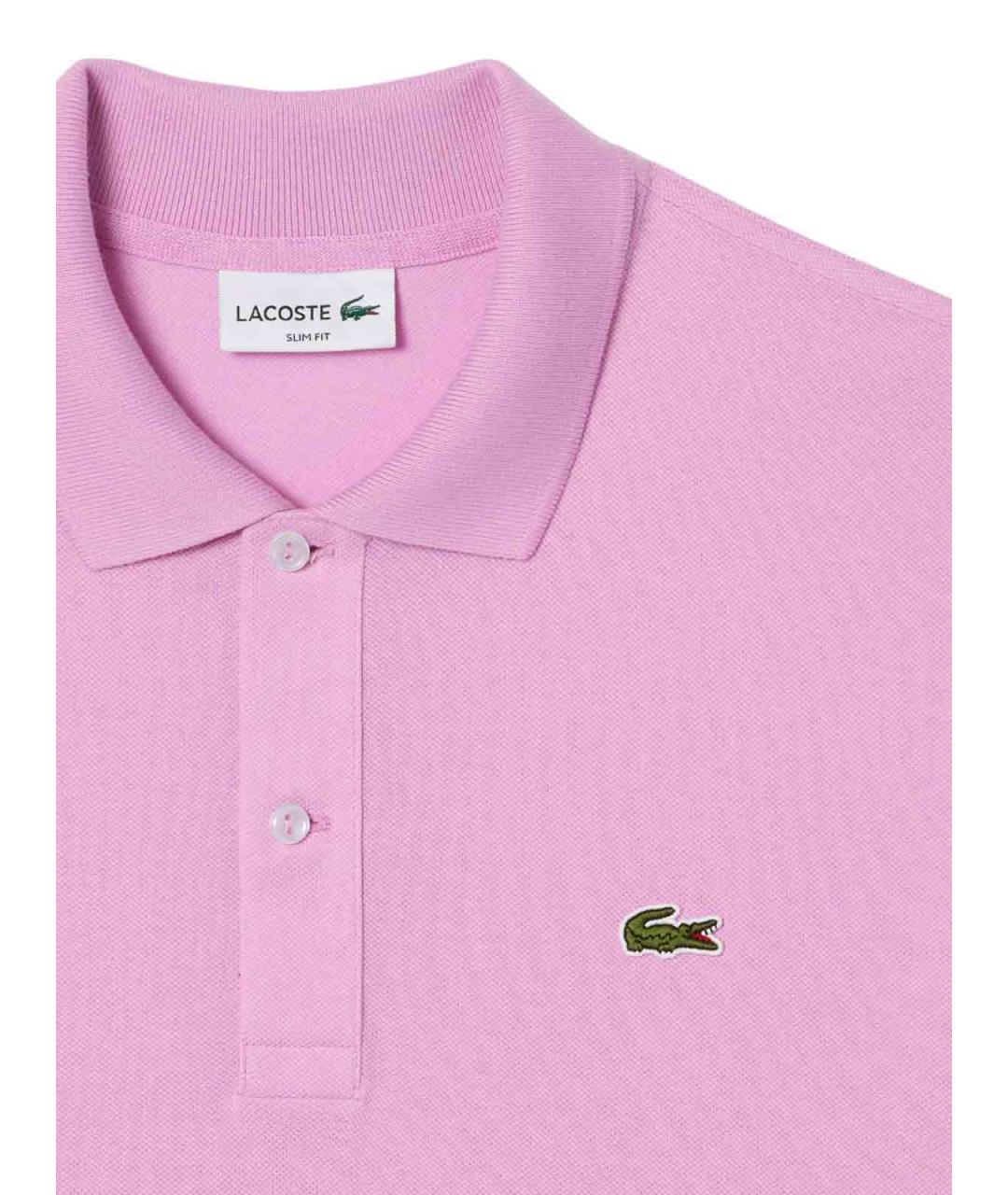 LACOSTE Розовое хлопковое поло с коротким рукавом, фото 2