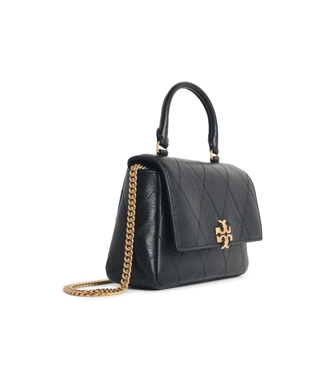 TORY BURCH Черная кожаная сумка с короткими ручками, фото 2