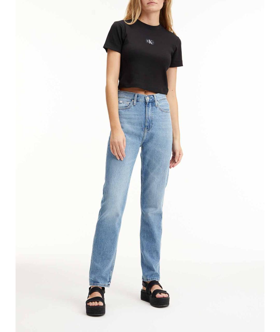CALVIN KLEIN Голубые хлопковые джинсы слим, фото 4