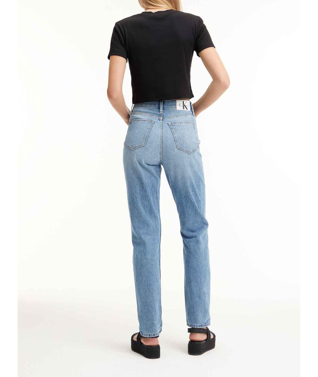 CALVIN KLEIN Голубые хлопковые джинсы слим, фото 2