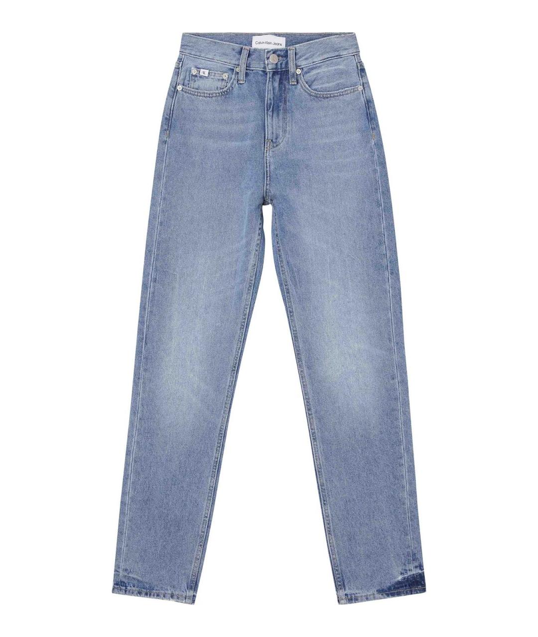 CALVIN KLEIN Голубые хлопковые джинсы слим, фото 1