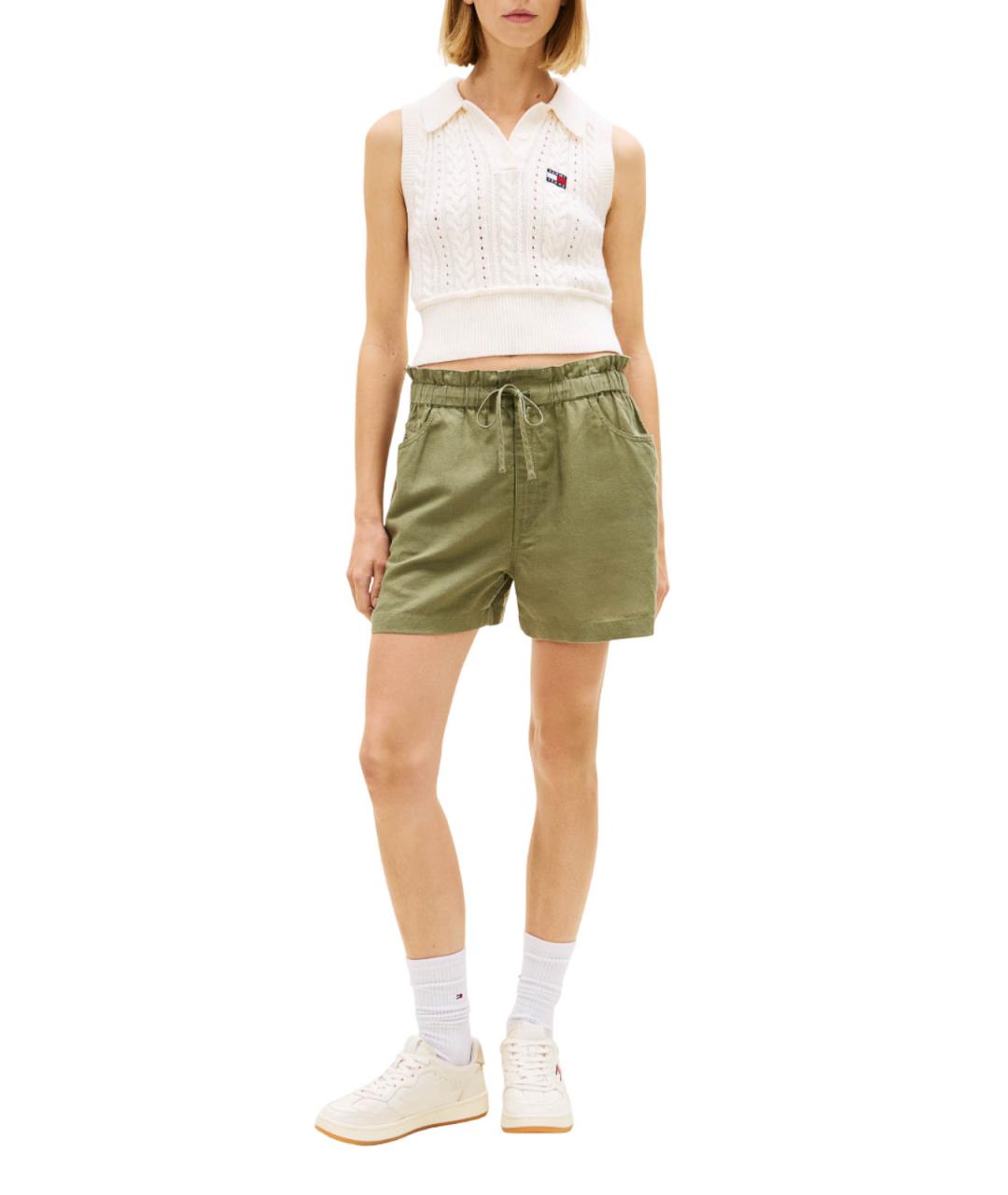 TOMMY HILFIGER Зеленые льняные шорты, фото 4