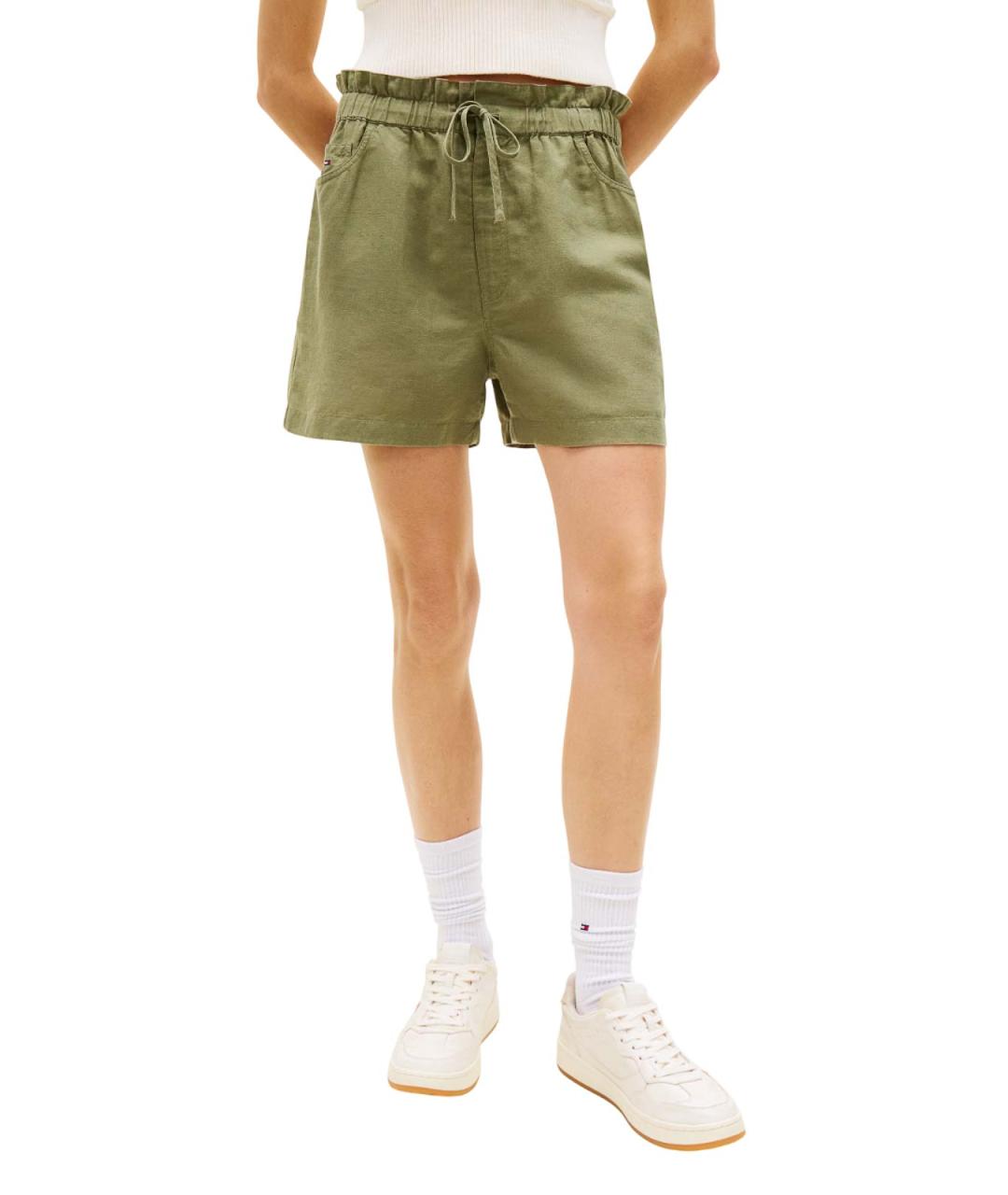 TOMMY HILFIGER Зеленые льняные шорты, фото 2