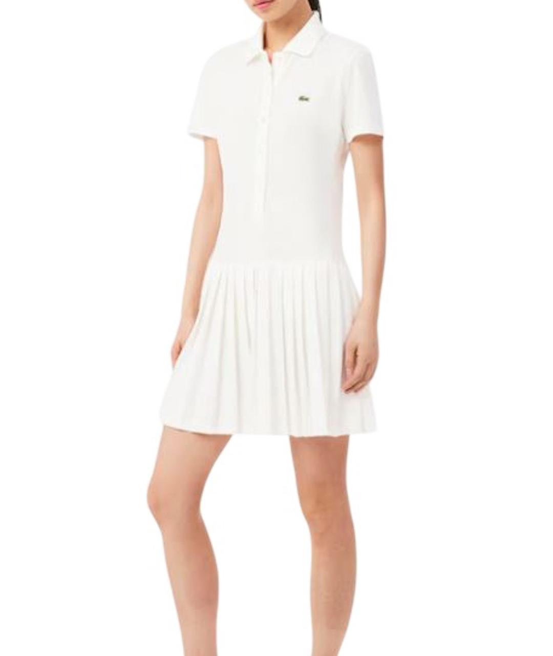 LACOSTE Белое хлопковое повседневное платье, фото 4