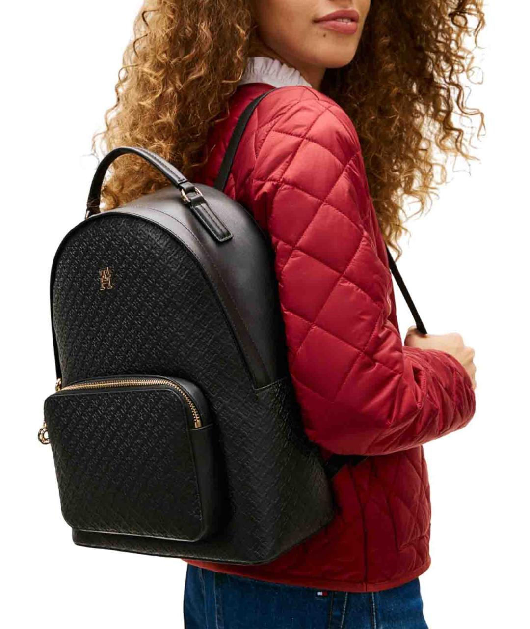 TOMMY HILFIGER Черный рюкзак из искусственной кожи, фото 5