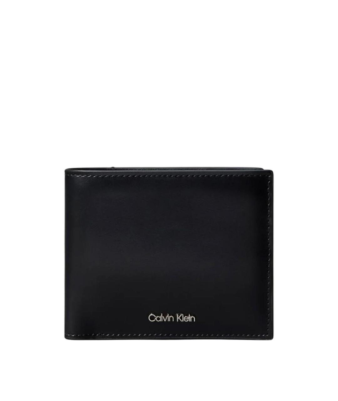 CALVIN KLEIN Черный кожаный кошелек, фото 1