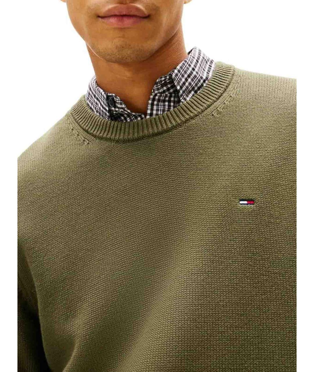 TOMMY HILFIGER Зеленый хлопковый джемпер / свитер, фото 3