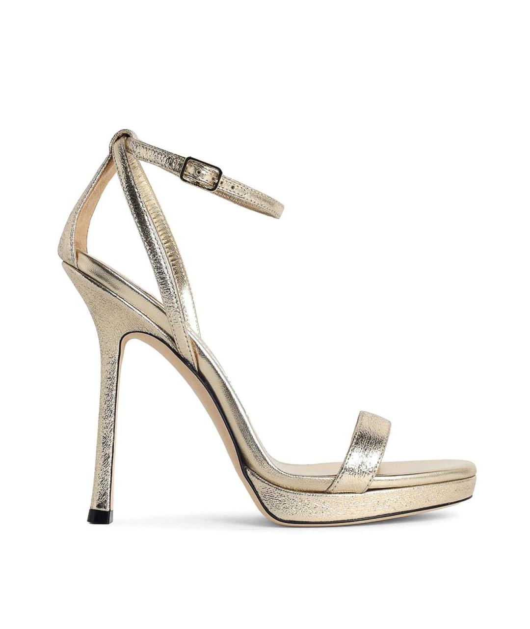 JIMMY CHOO Золотые кожаные босоножки, фото 1