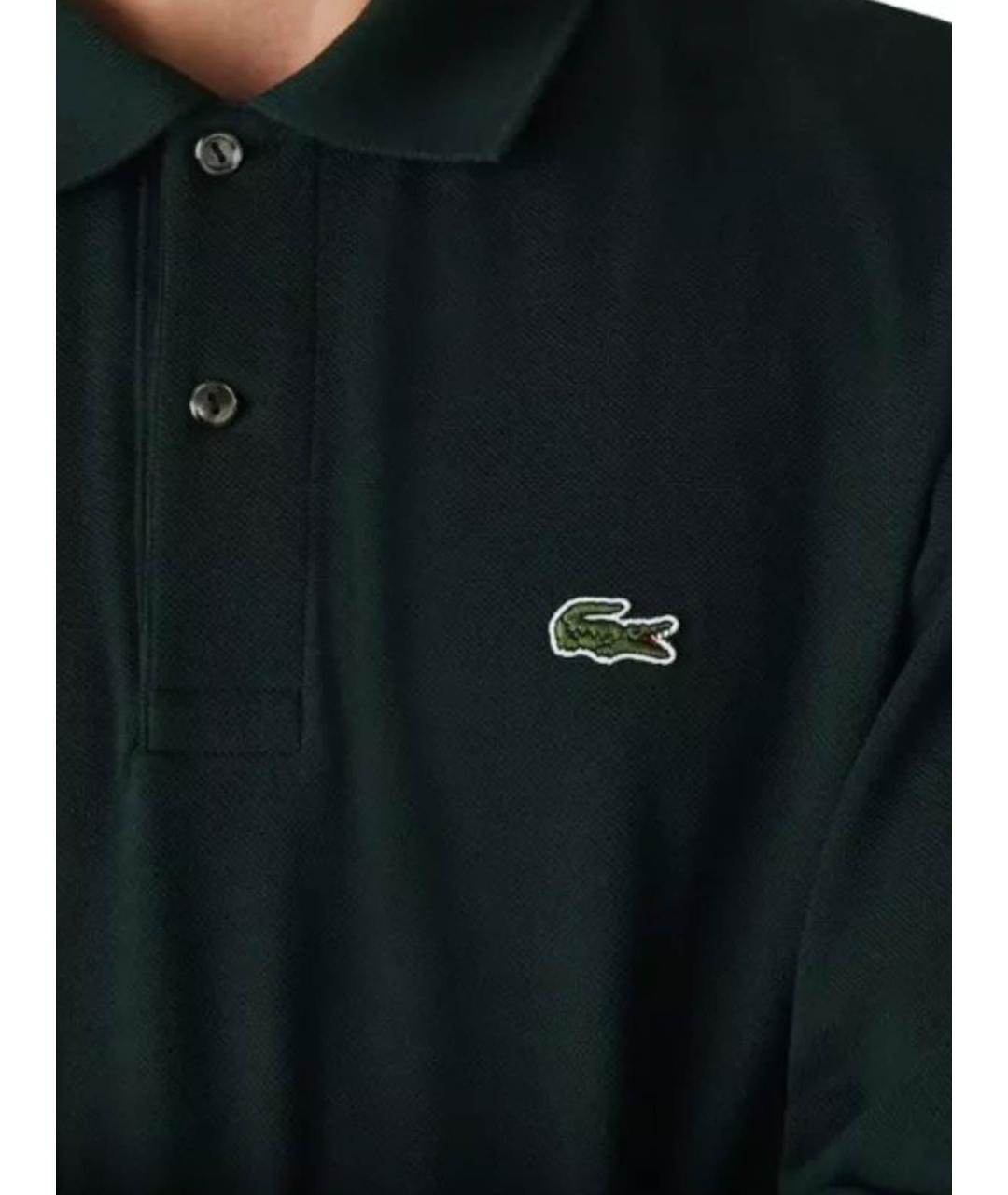 LACOSTE Зеленое хлопковое поло с длинным рукавом, фото 2