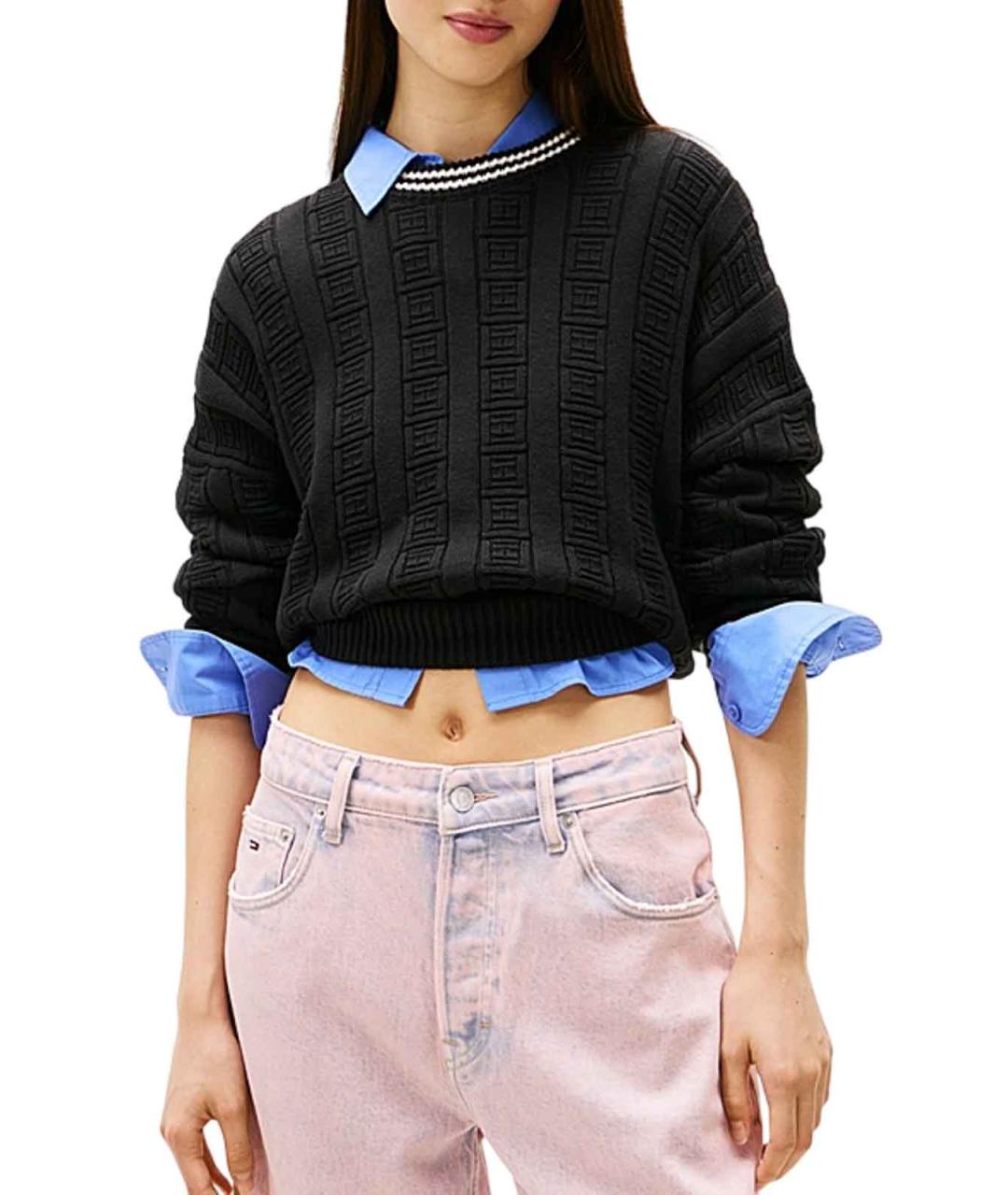 TOMMY HILFIGER Черный хлопковый джемпер / свитер, фото 2