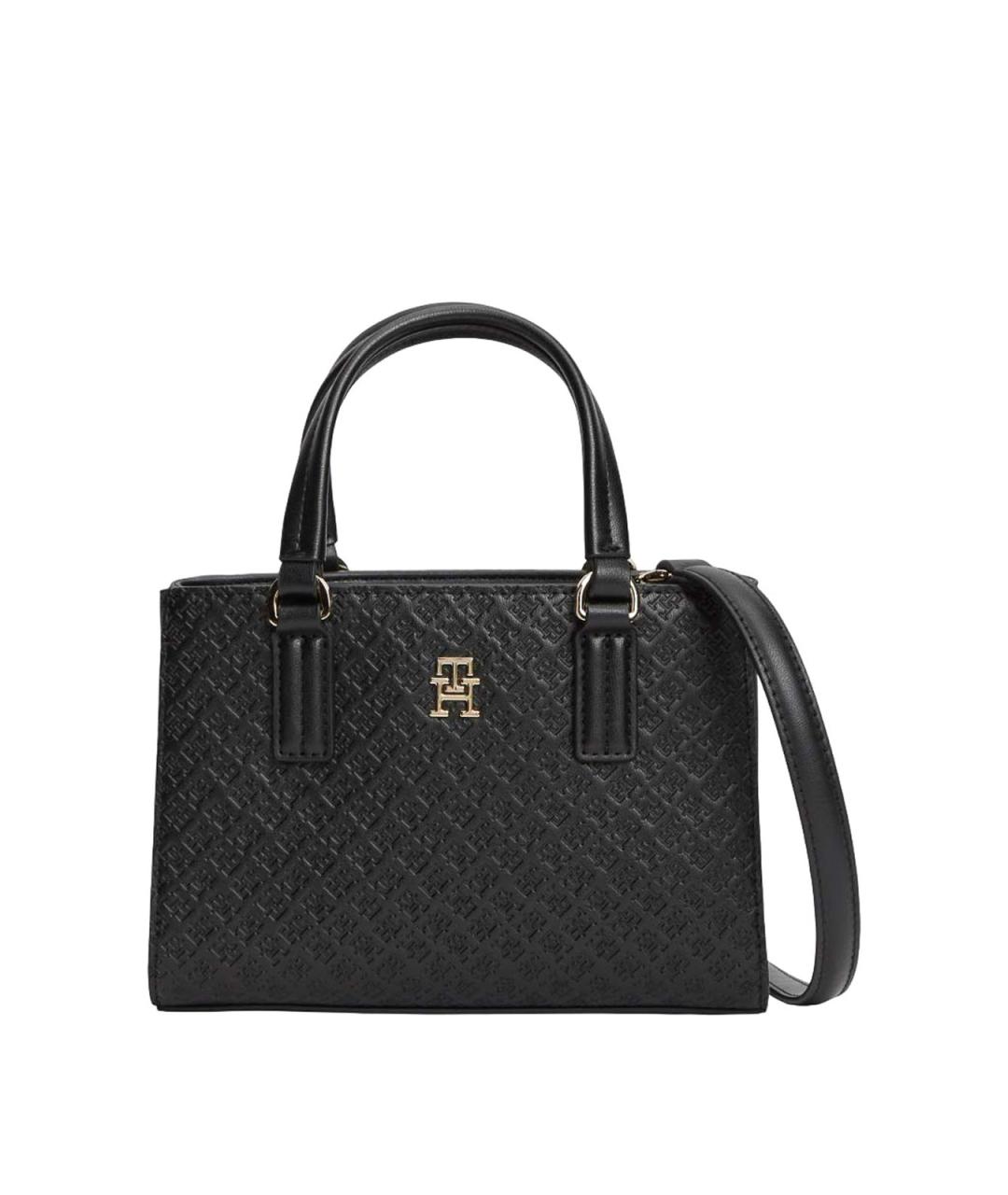 TOMMY HILFIGER Черная сумка с короткими ручками из искусственной кожи, фото 1