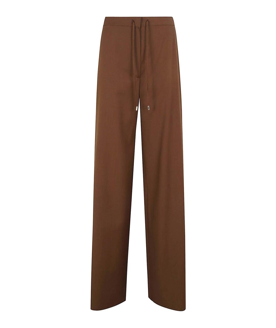 MAX MARA Коричневые шерстяные прямые брюки, фото 1