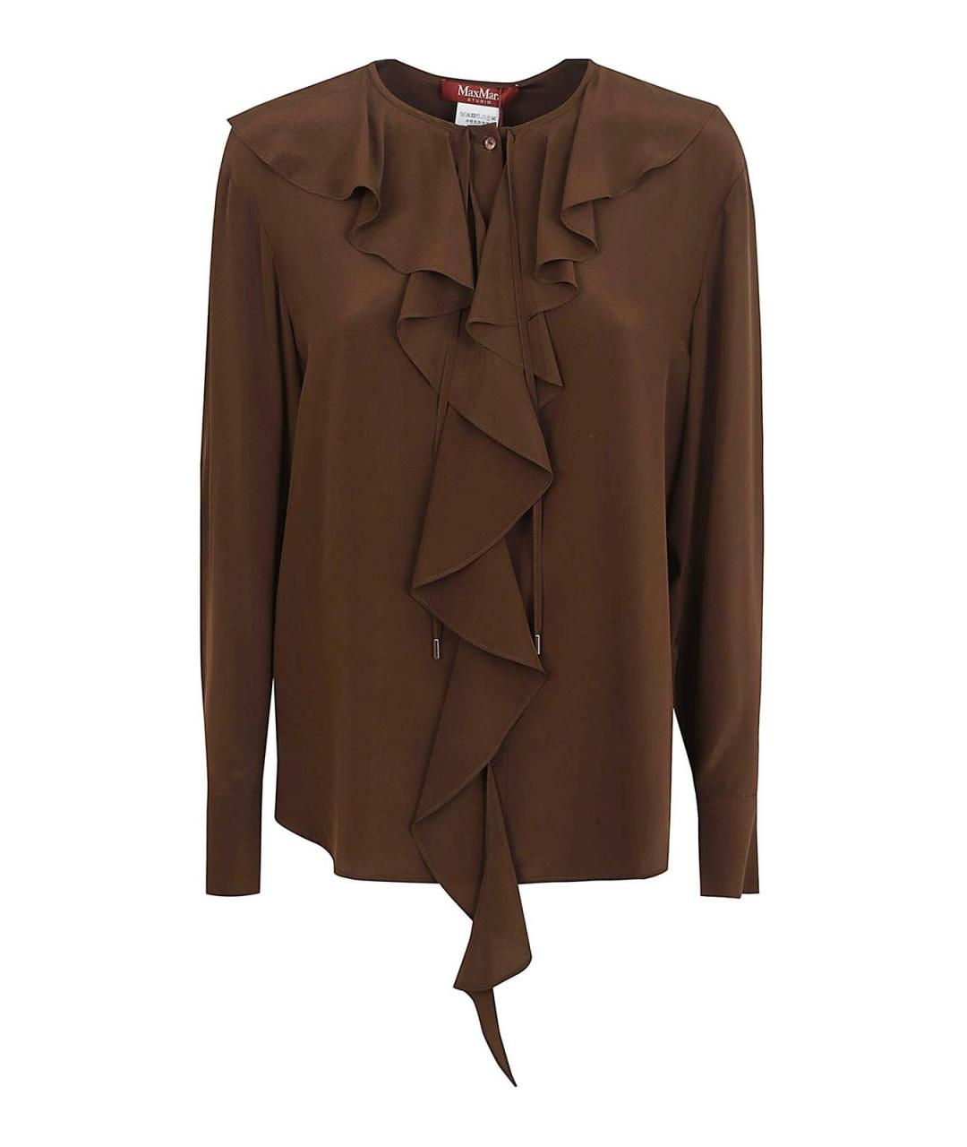 MAX MARA Коричневая шелковая рубашка, фото 1