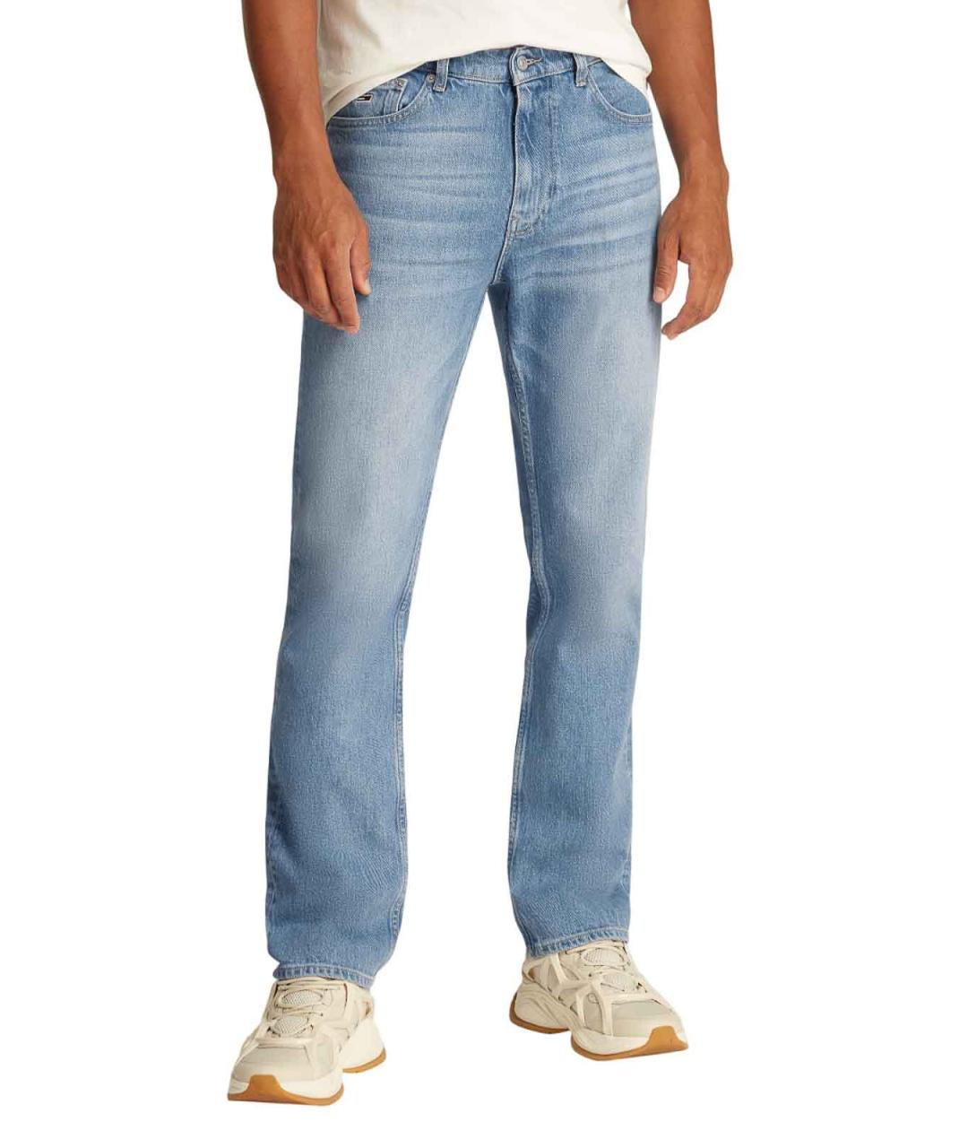 TOMMY HILFIGER Голубые хлопковые прямые джинсы, фото 3