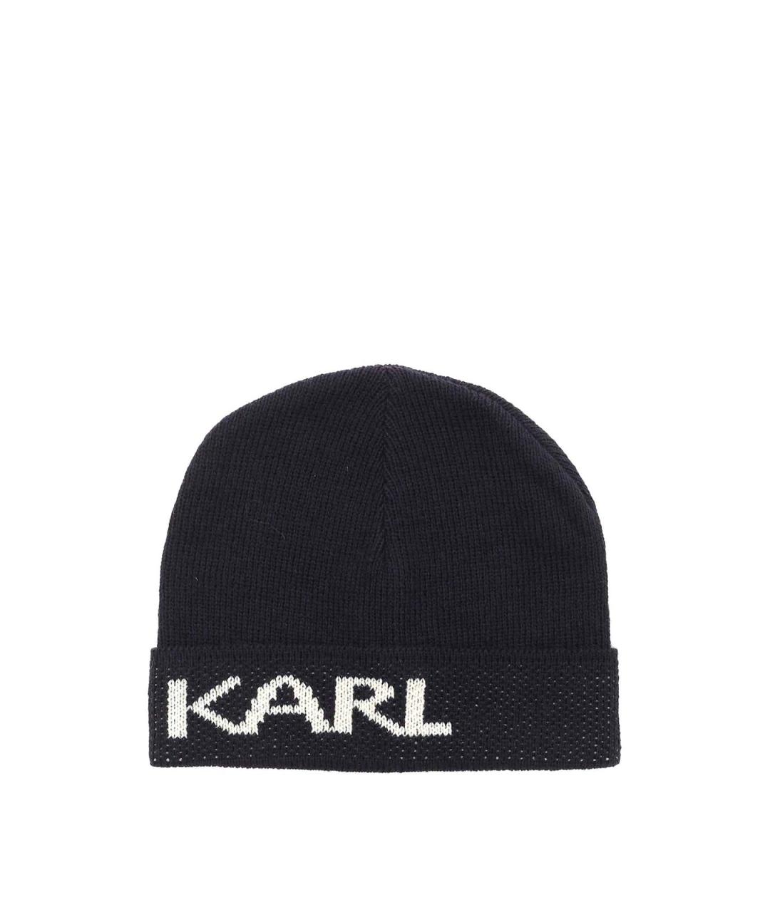 KARL LAGERFELD Синяя шерстяная шапка, фото 1