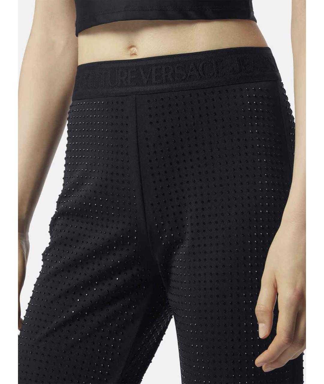 VERSACE JEANS COUTURE Черные полиэстеровые прямые брюки, фото 3