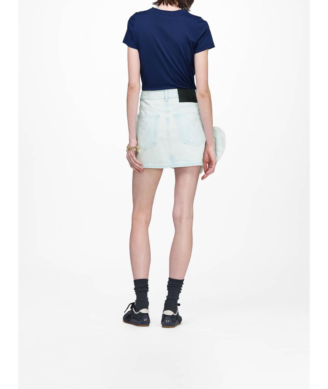 MARC JACOBS Голубая хлопковая юбка мини, фото 6