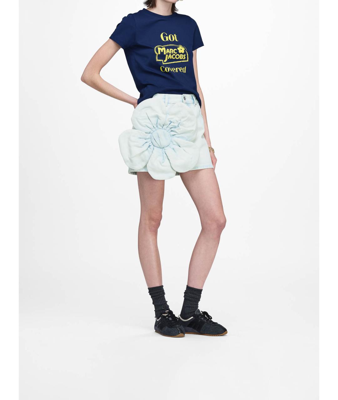 MARC JACOBS Голубая хлопковая юбка мини, фото 3