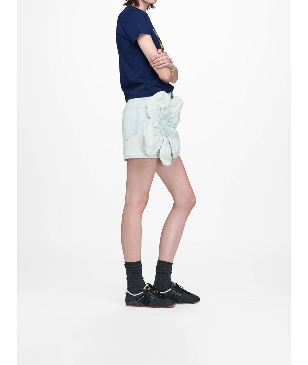 MARC JACOBS Голубая хлопковая юбка мини, фото 4