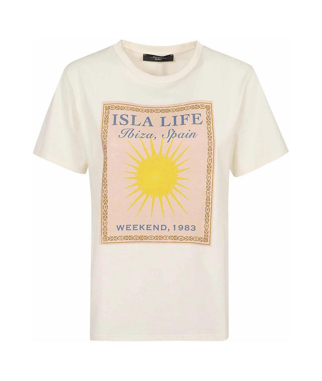 WEEKEND MAX MARA Бежевая хлопковая футболка, фото 1