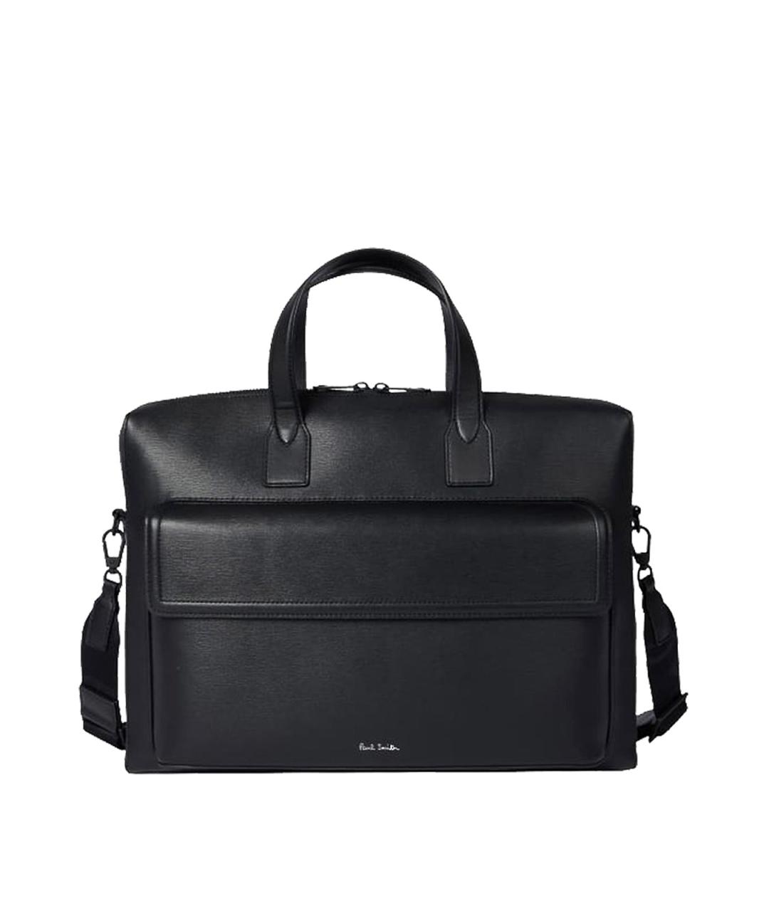 PAUL SMITH Черный кожаный портфель, фото 1